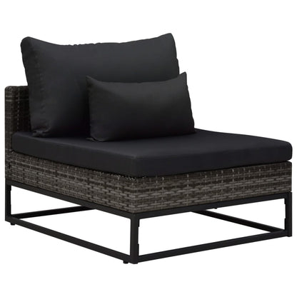 3-tlg. Garten-Sofagarnitur mit Auflagen Poly Rattan Grau