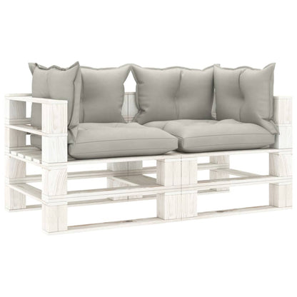 Garten-Palettensofa 2-Sitzer mit Kissen in Taupe Holz