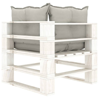 Garten-Palettensofa 2-Sitzer mit Kissen in Taupe Holz