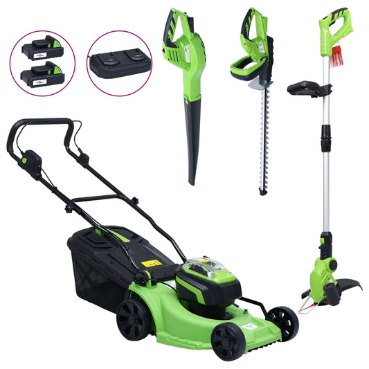 Akku-Rasenmäher mit Gartenpflege-Set