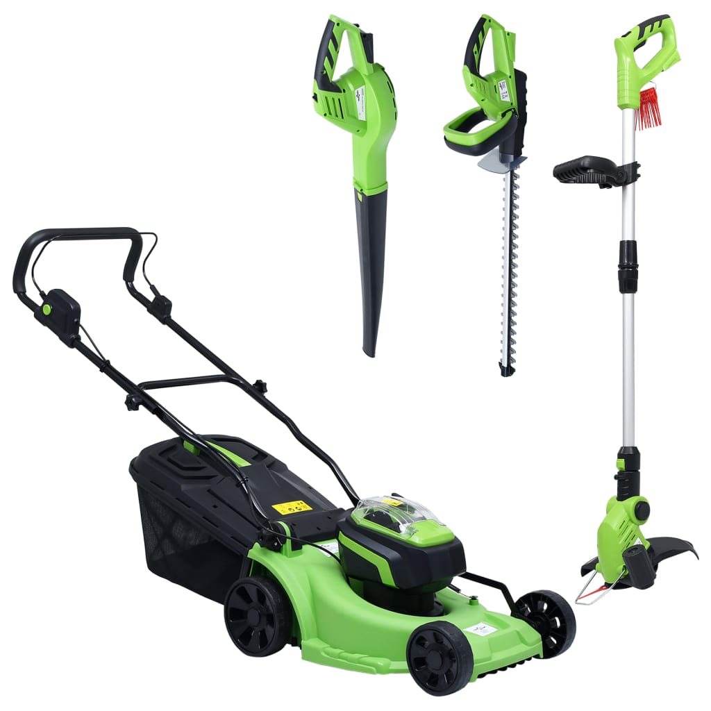 Akku-Rasenmäher mit Gartenpflege-Set