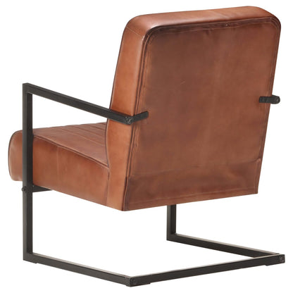 Freischwinger Sessel Braun Echtleder
