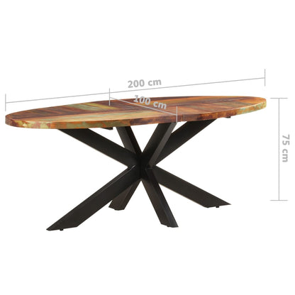 Esstisch Oval 200x100x75 cm Altholz Massiv
