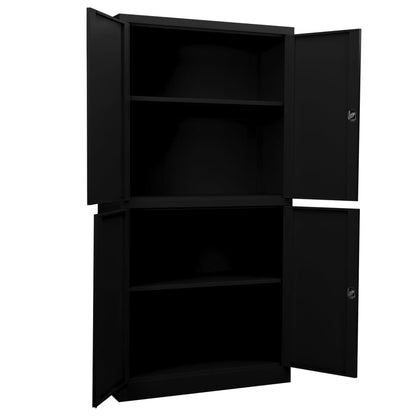 Büroschrank Schwarz 90x40x180 cm Stahl