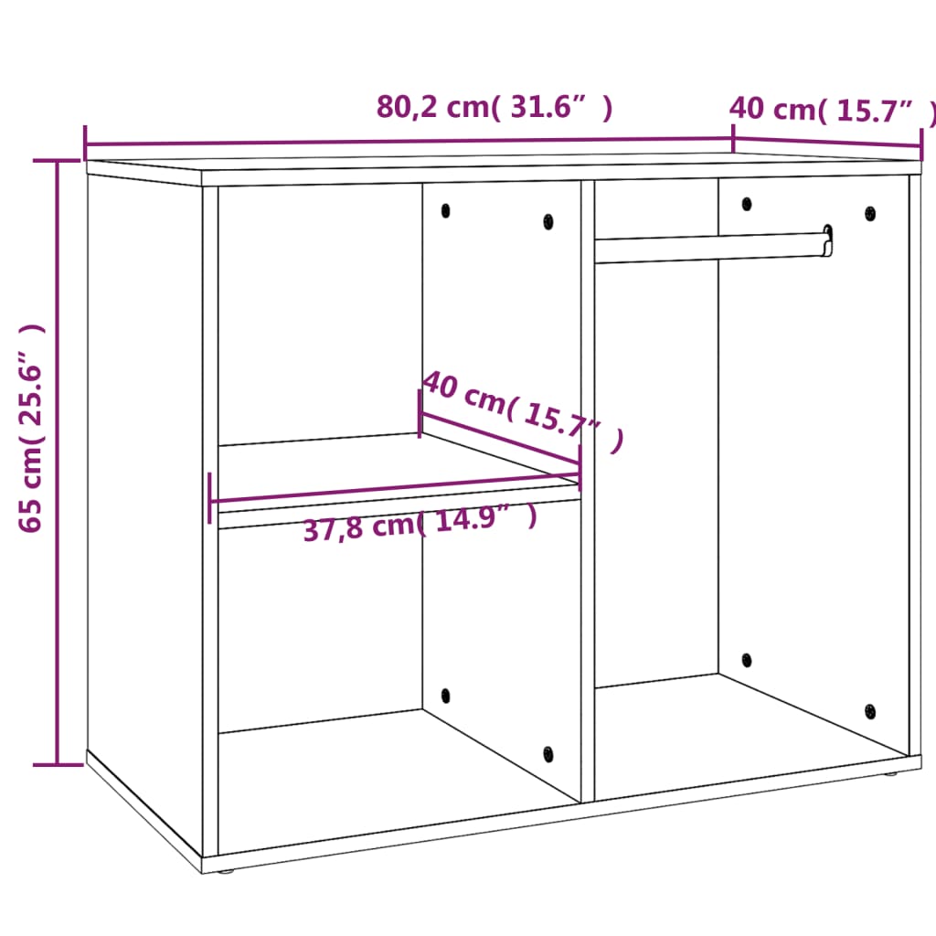 Kleiderschrank Weiß 80x40x65 cm Holzwerkstoff