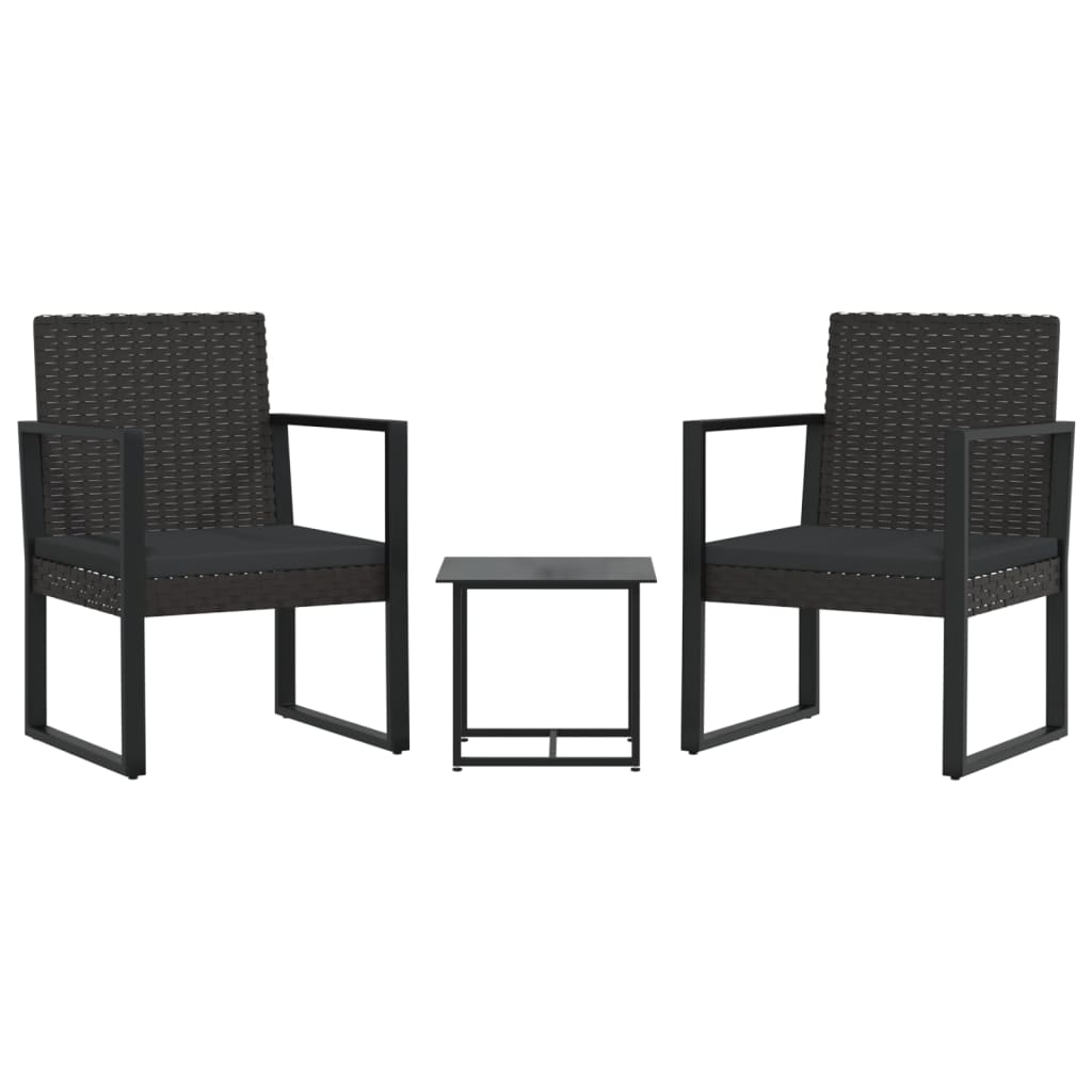Garten-Lounge-Set "Eduardo" mit Kissen Schwarz Poly Rattan