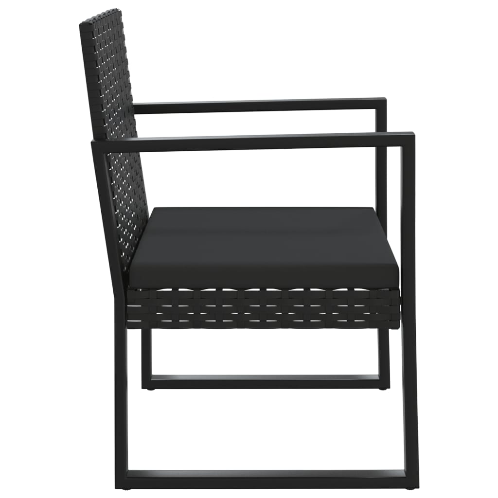 Garten-Lounge-Set "Eduardo" mit Kissen Schwarz Poly Rattan