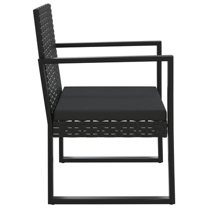 Garten-Lounge-Set "Eduardo" mit Kissen Schwarz Poly Rattan