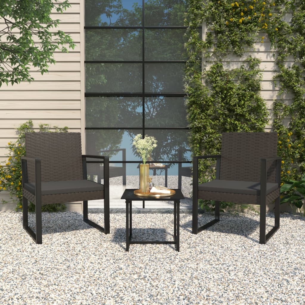 Garten-Lounge-Set "Eduardo" mit Kissen Schwarz Poly Rattan
