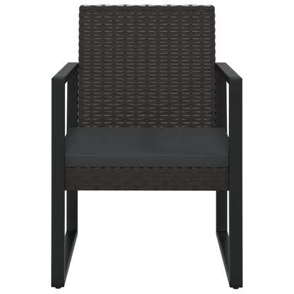 4-tlg. Garten-Lounge-Set mit Kissen Schwarz Poly Rattan