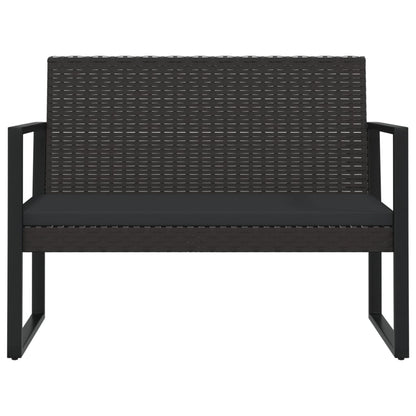 4-tlg. Garten-Lounge-Set mit Kissen Schwarz Poly Rattan