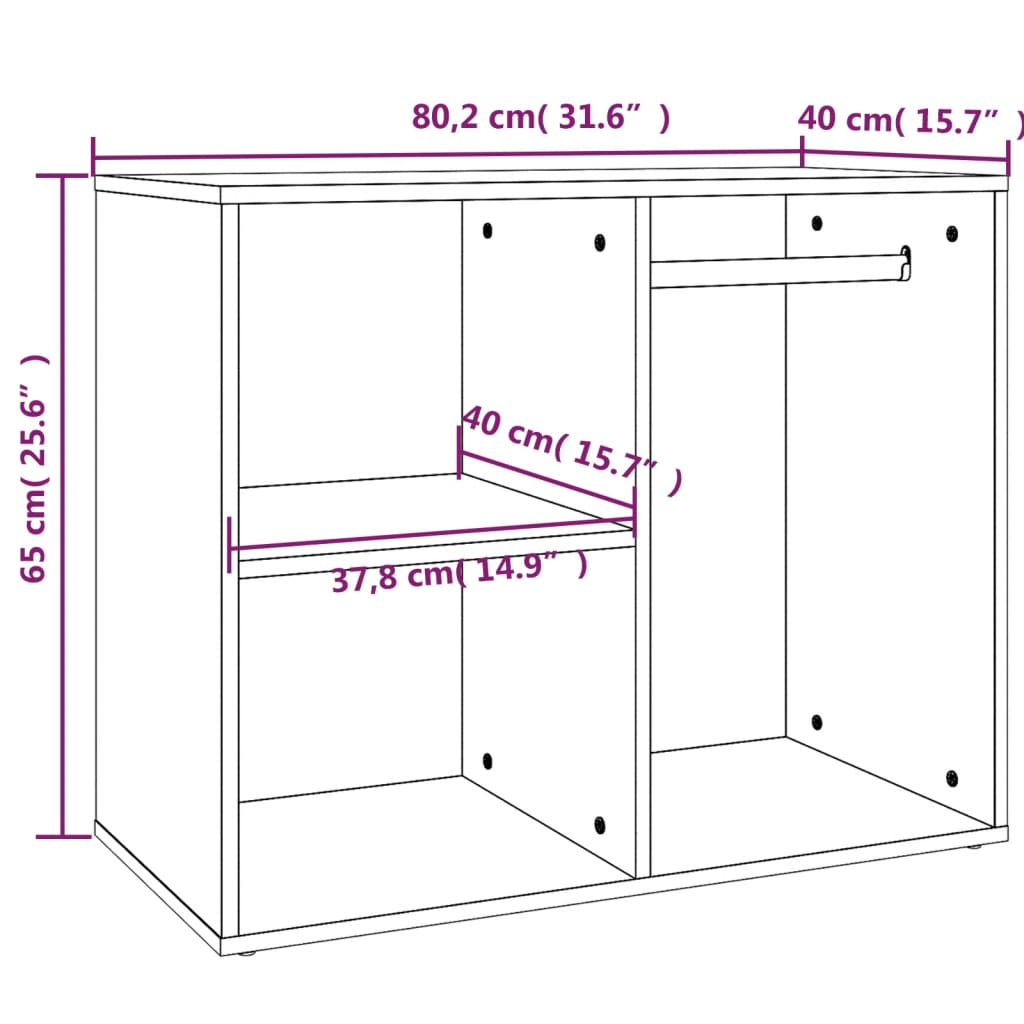 Kleiderschrank Grau Sonoma 80x40x65 cm Holzwerkstoff