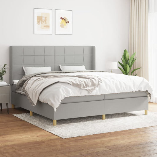 Boxspringbett Matilda inkl. Topper Hellgrau 200x200 cm Stoff