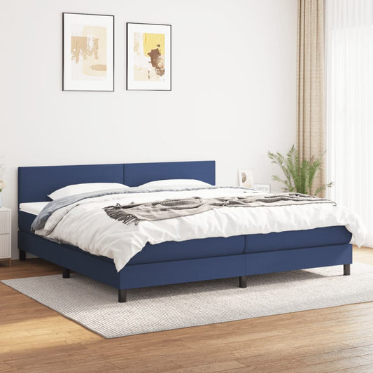Boxspringbett Claudio inkl. Topper Blau 200x200 cm Stoff