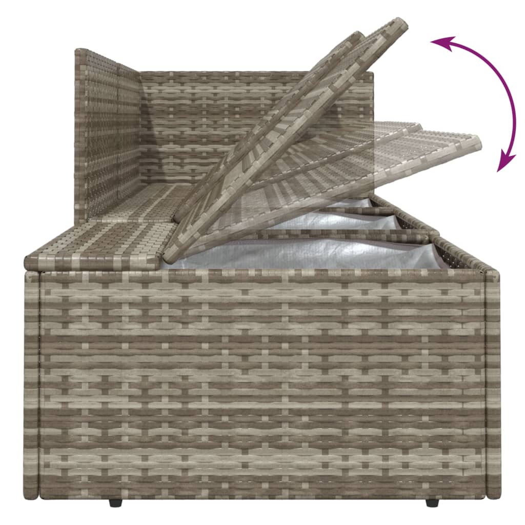 4-tlg. Garten-Lounge-Set mit Kissen Grau Poly Rattan