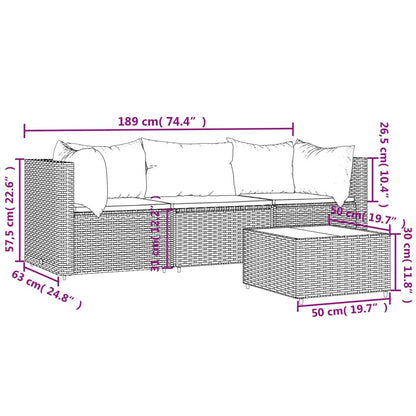 Garten-Lounge-Set "Elisabeth"  mit Kissen in Schwarz