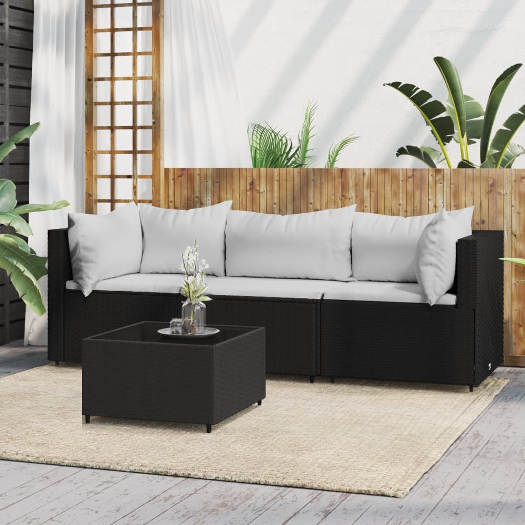 Garten-Lounge-Set "Elisabeth"  mit Kissen in Schwarz