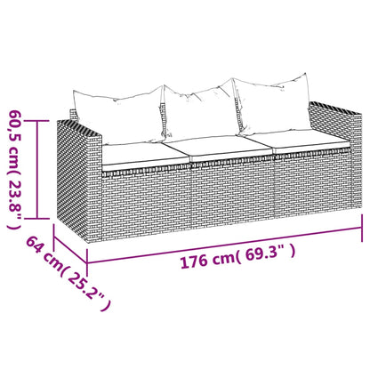 Gartensofa "Sonja" mit Kissen in Schwarz