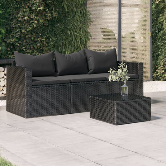 Gartensofa "Sonja" mit Kissen in Schwarz